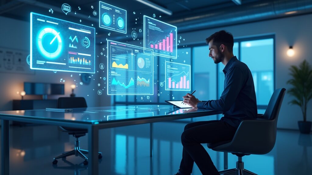 Person designing dashboard layout