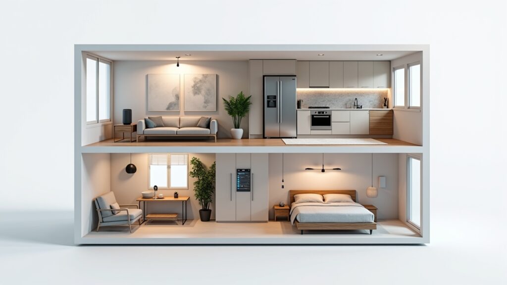 Smart home devices arranged by room