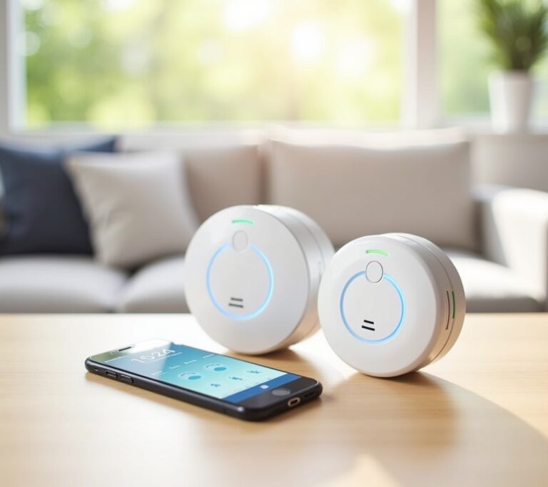 Smart smoke detector on ceiling